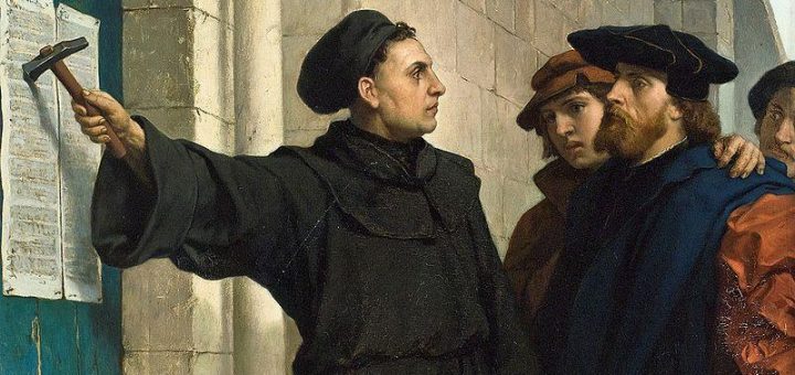 Martin Luther posting his "95 Theses" in 1517